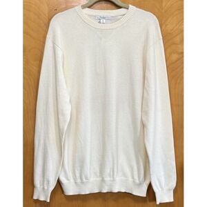 Turnbury Men's Crewneck Cotton Cashmere Sweater Lightweight Cream Sz 40/M NWT